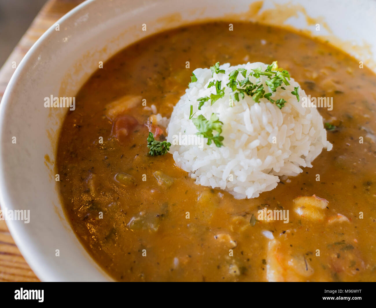 Delicious Cajun style gumbo seafood rice, ate at Los Angeles Stock
