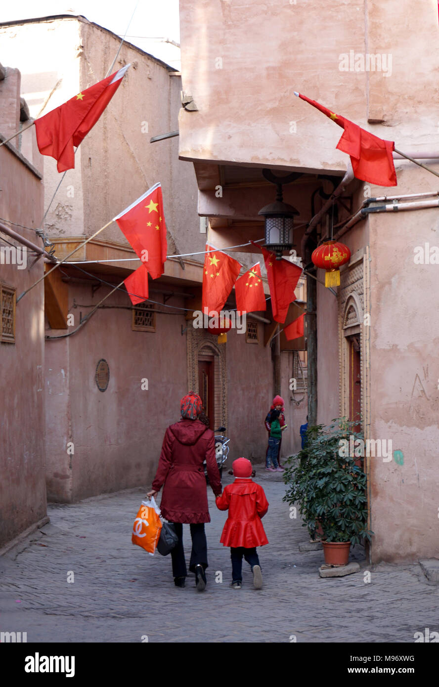 In the old town of Kashgar in Xinjiang, China Stock Photo