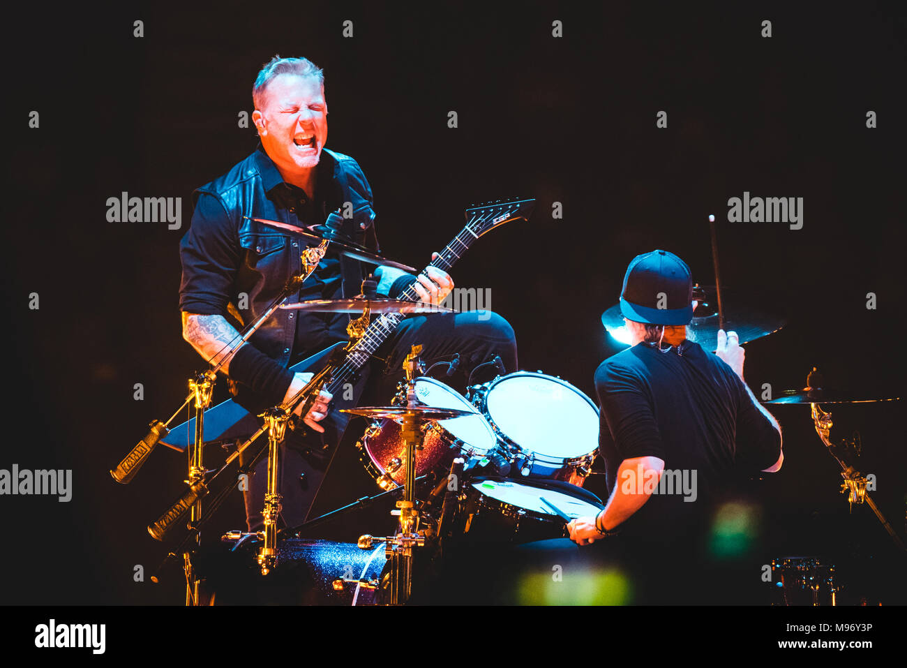 Italy:The american band Metallica performing live on stage in Torino, for the 'Worldwired' tour concert. Photo: Alessandro Bosio/Alamy Live News Stock Photo