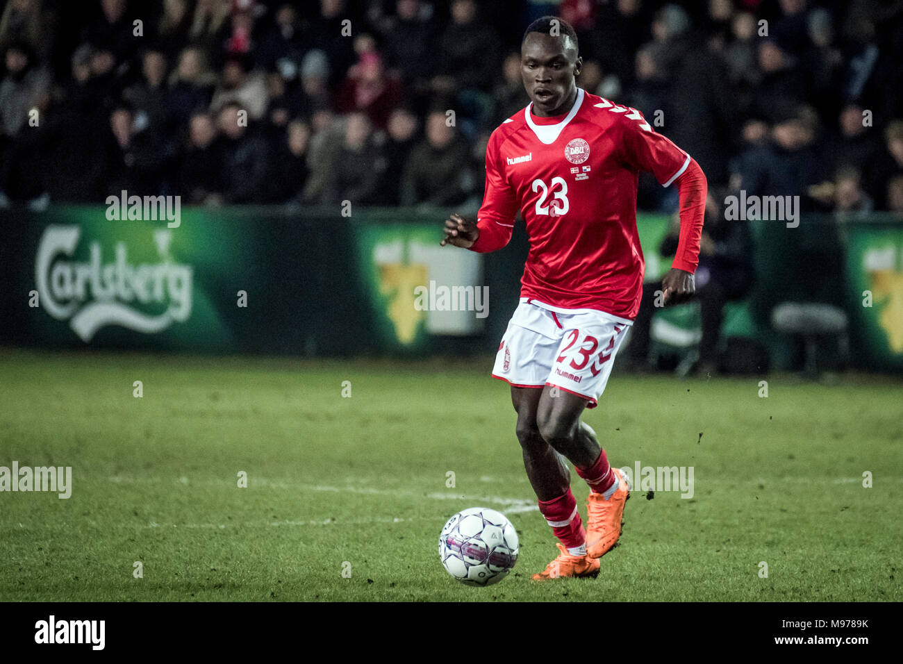 Denmark, Brøndby - March 22, 2018. Pione Sisto (23) of Denmark seen during the football friendly between Denmark and Panama at Brøndby Stadion. (Photo credit: Gonzales Photo - Kim M. Leland). Credit: Gonzales Photo/Alamy Live News Stock Photo