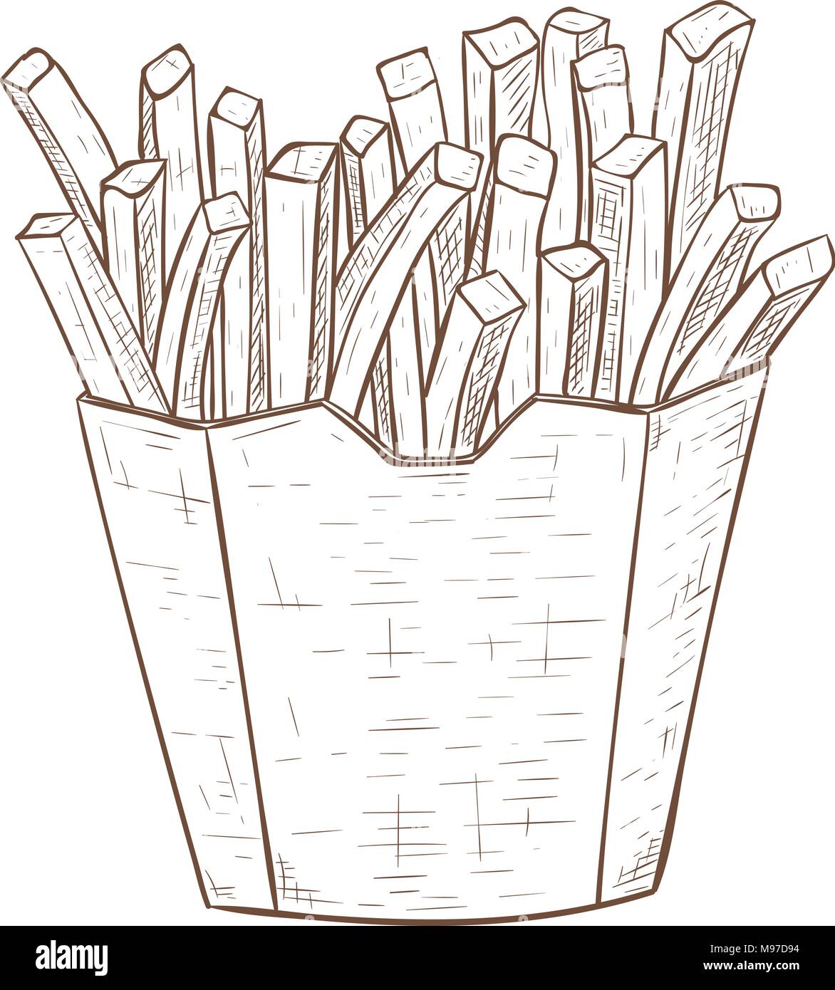 French fries. Hand drawn brown sketch Stock Vector Image & Art - Alamy