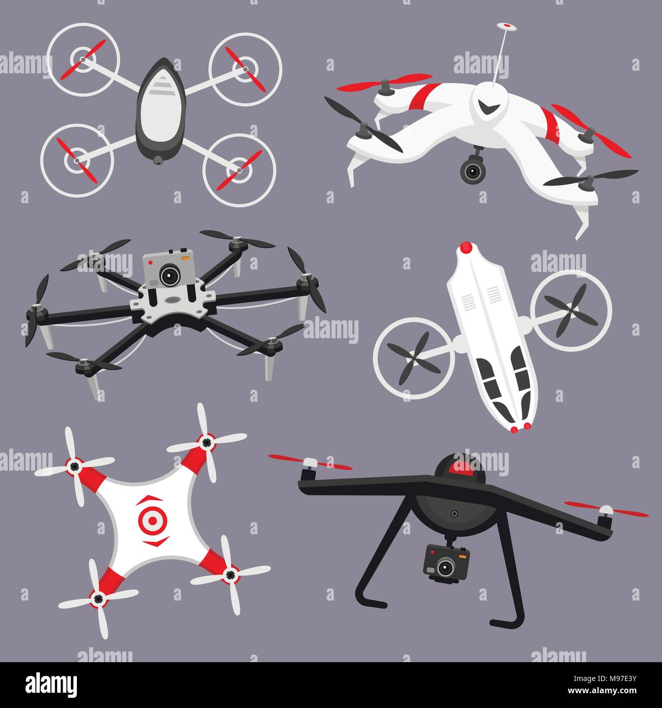 Set of modern air drones and remote control. Science and Modern ...