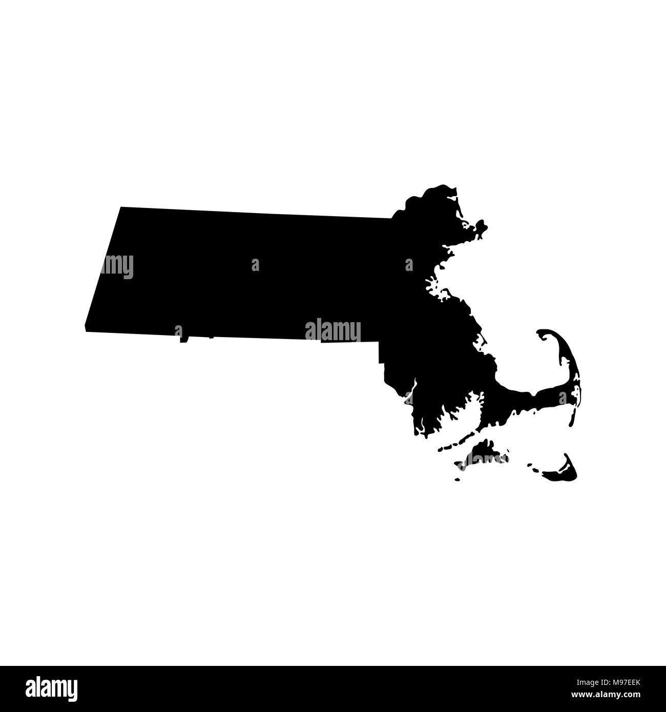 map of the U.S. state  Massachusetts  Stock Vector