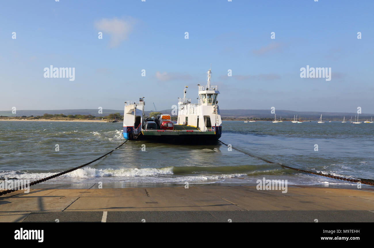 the chain driven ferry from sandbanks to studland on the dorset coast
