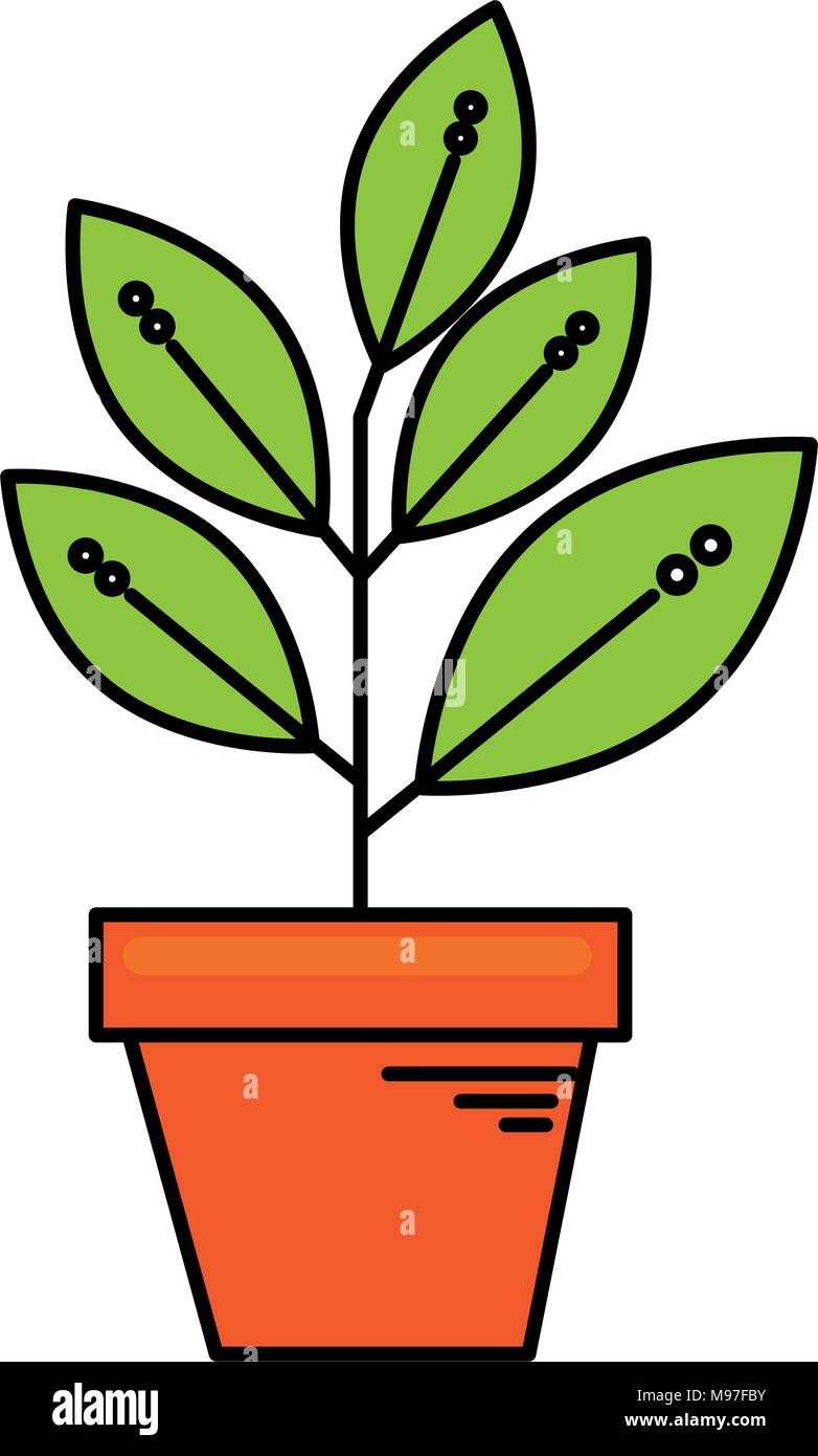 house plant in pot ecology icon vector illustration design Stock Vector ...