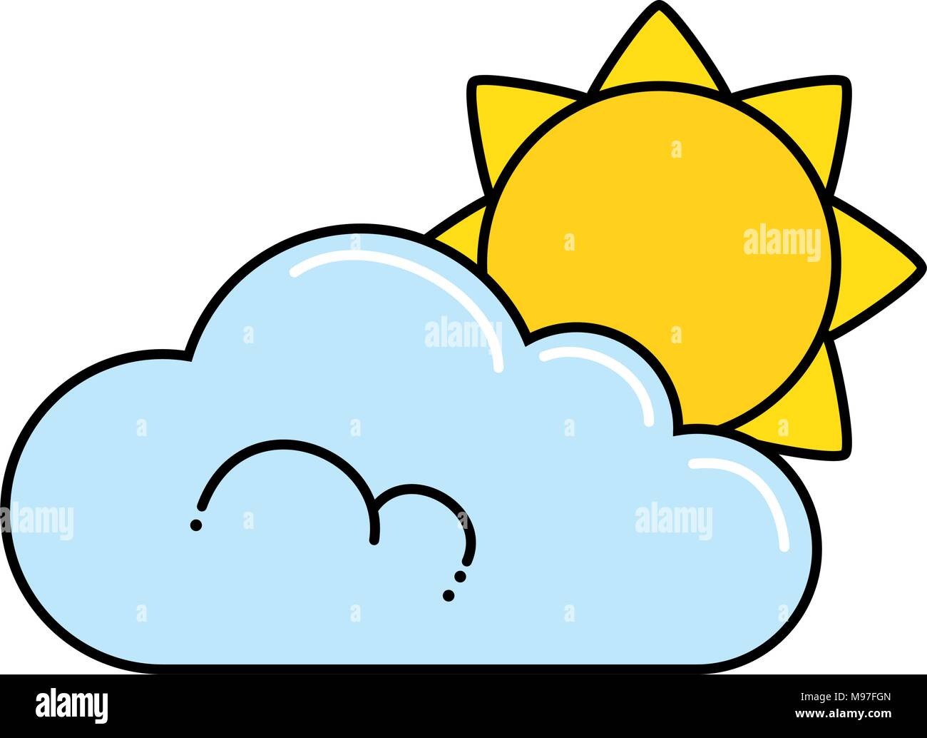 cloud weather with sun vector illustration design Stock Vector Image ...