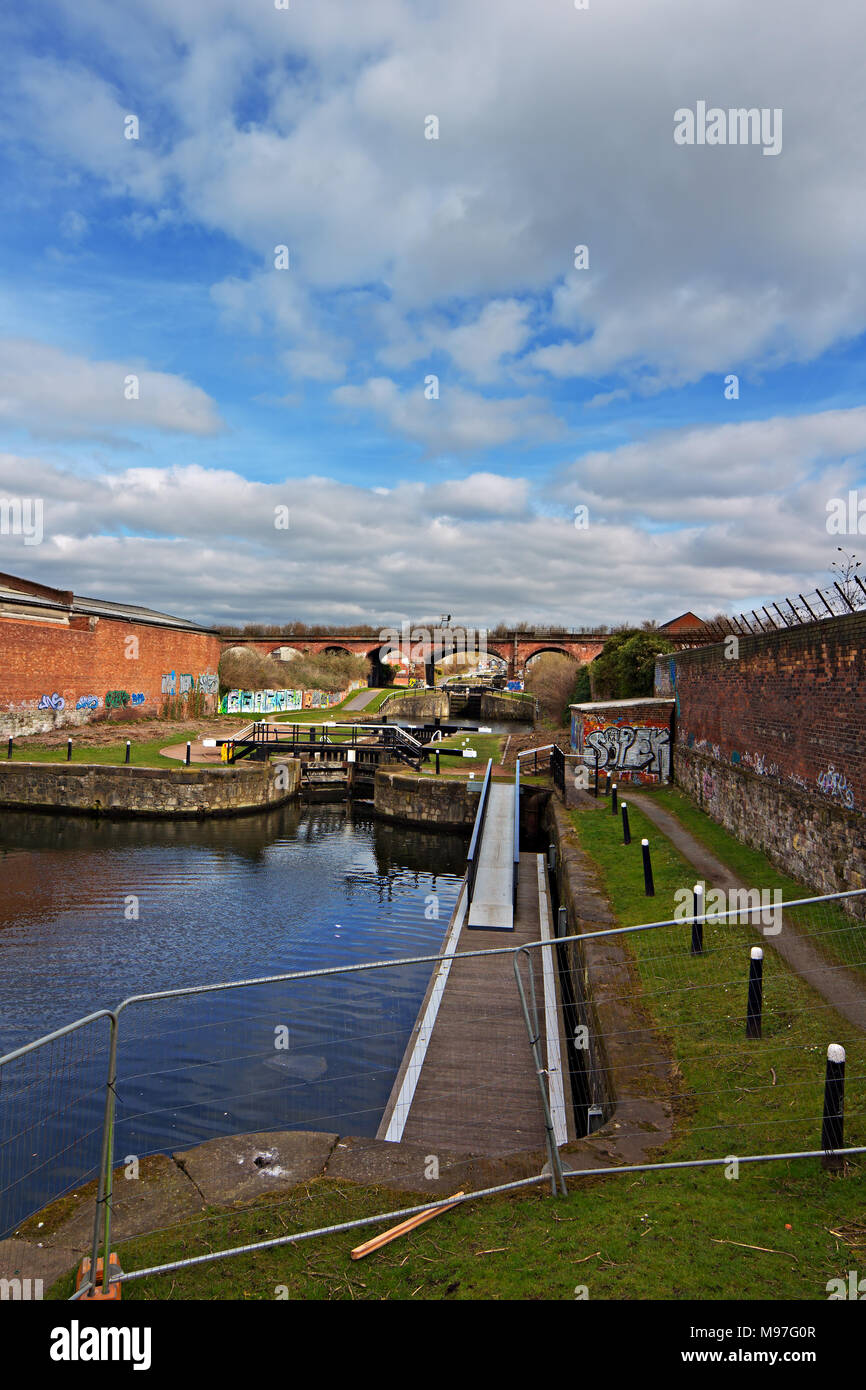 The Leeds & Liverpool Canal at Stanley Dock Locks Liverpool undergoing