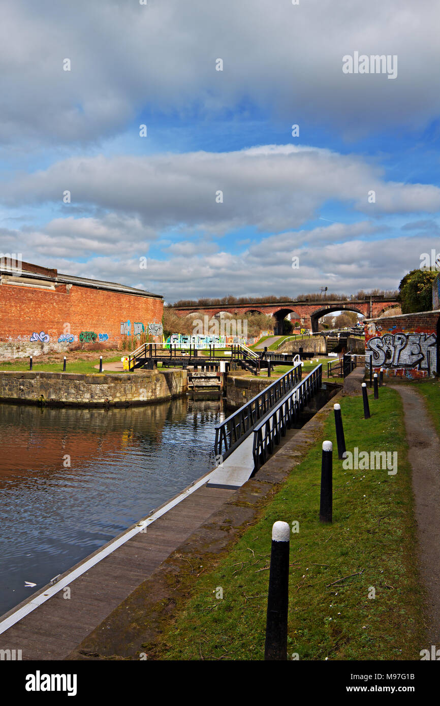 The Leeds & Liverpool Canal at Stanley Dock Locks Liverpool undergoing