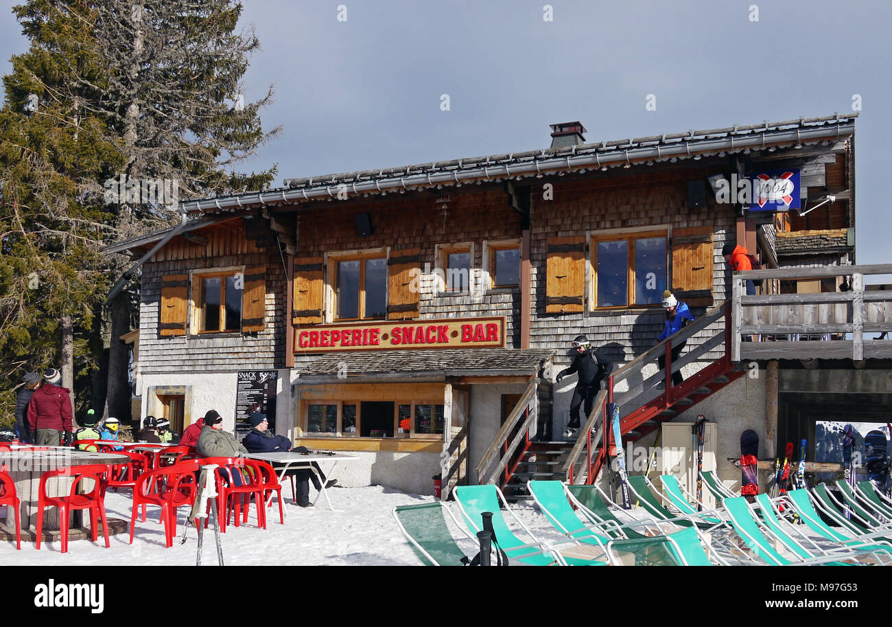 Ski and snow sport resort of La Grande Terche, above St Jean D'Aulps, France Stock Photo