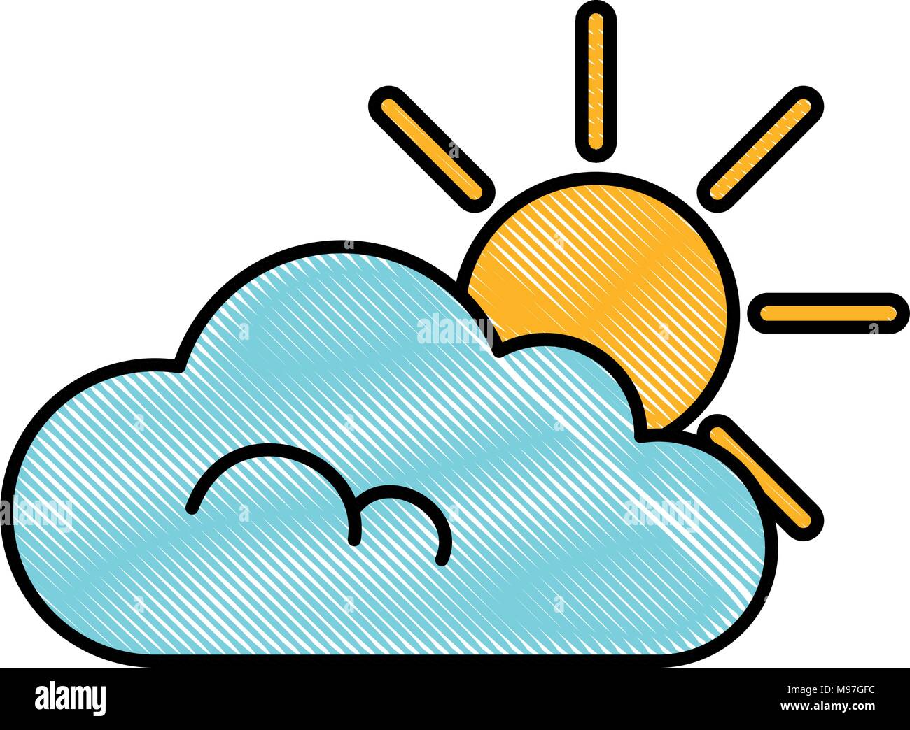 cloud weather with sun vector illustration design Stock Vector Image ...