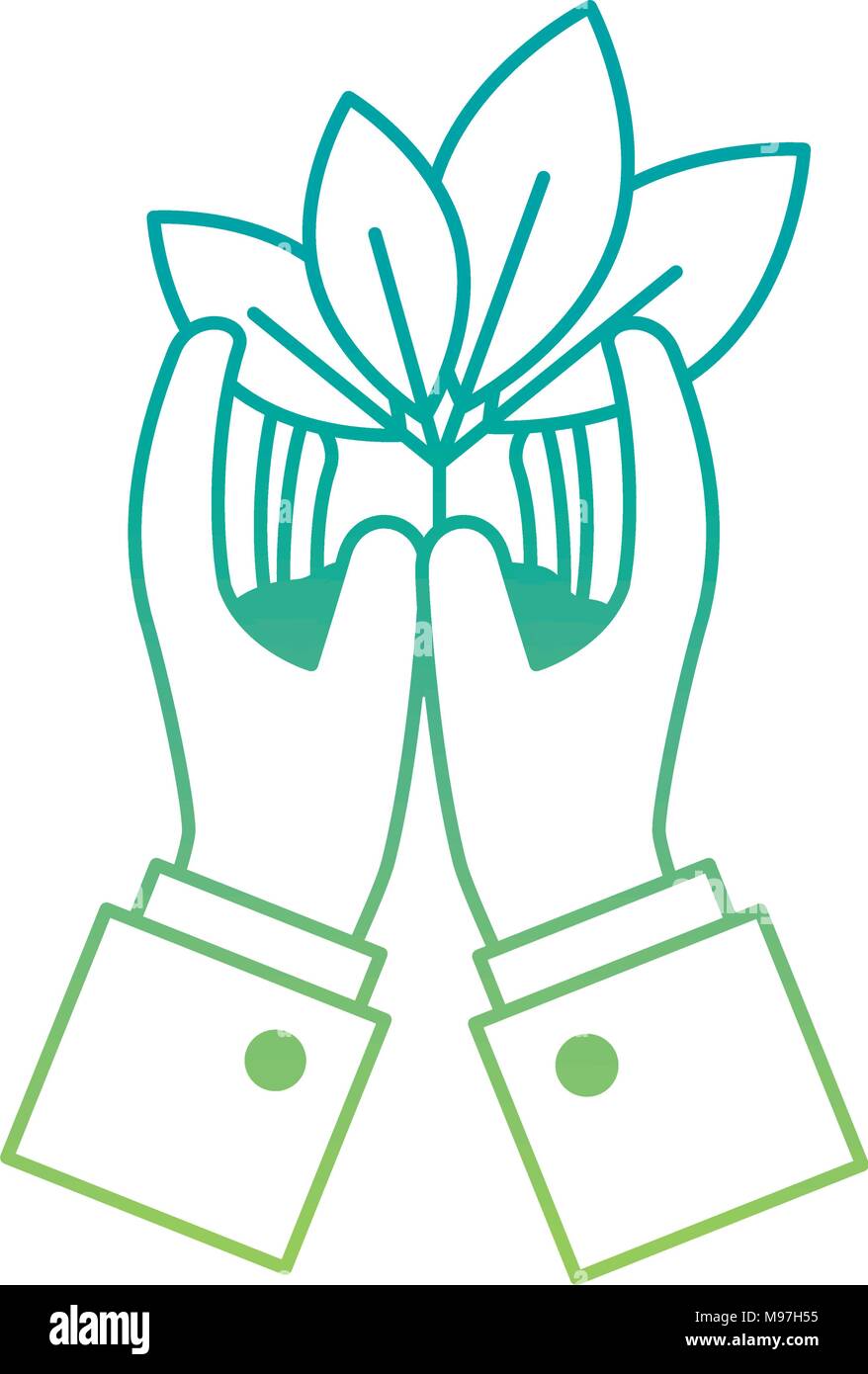 hands protected leafs plant ecology icon Stock Vector Image & Art - Alamy