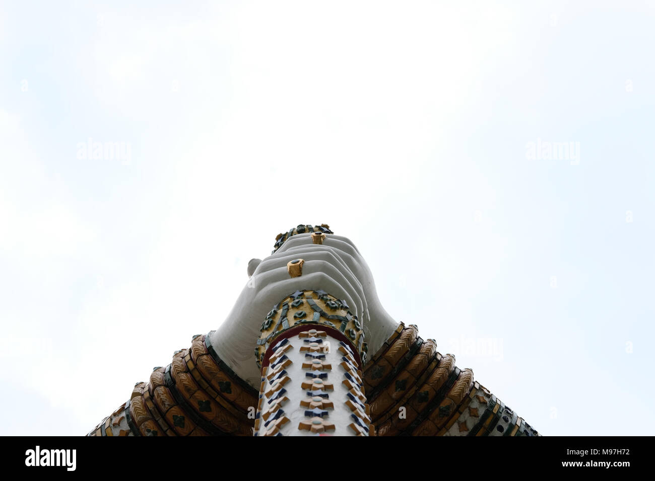 giant gardian statue at temple of dawn or wat arun in Bangkok, Thailand Stock Photo