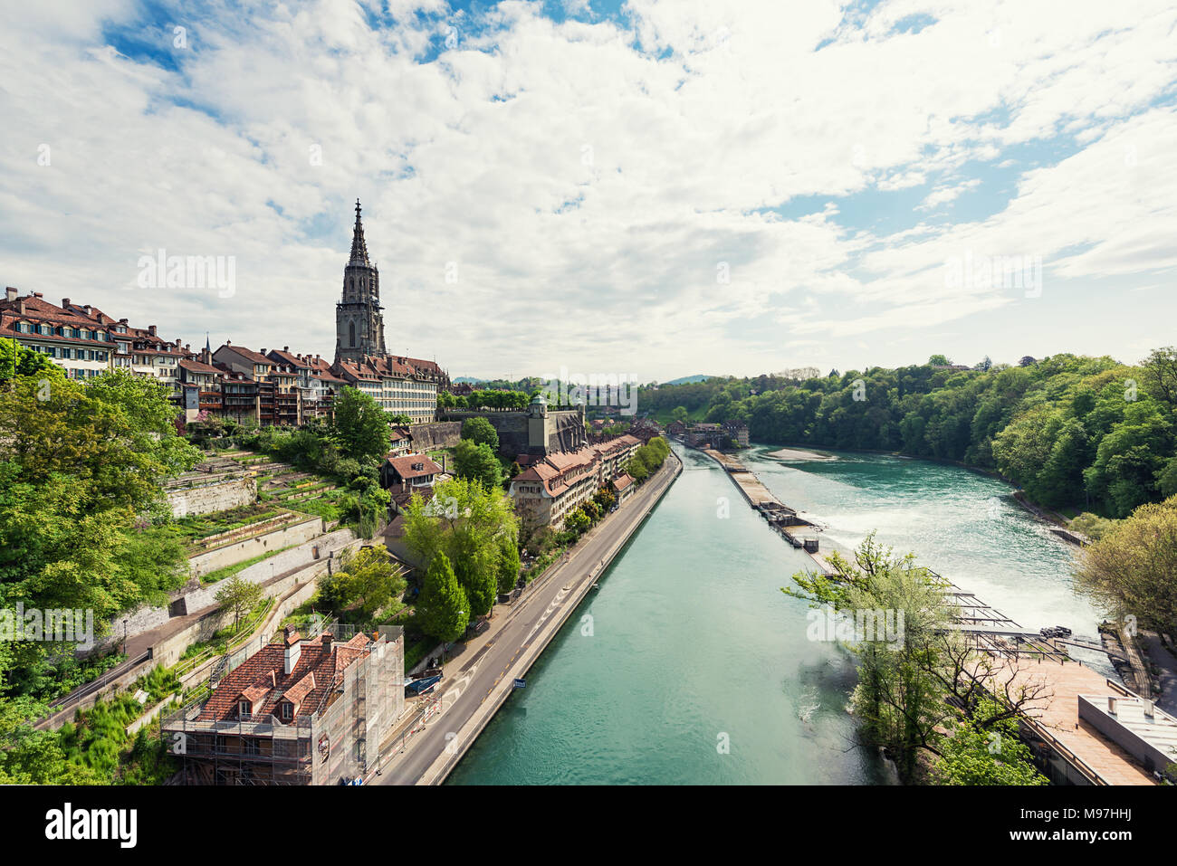 Bern city along Aare river in Bern, Switzerland Stock Photo