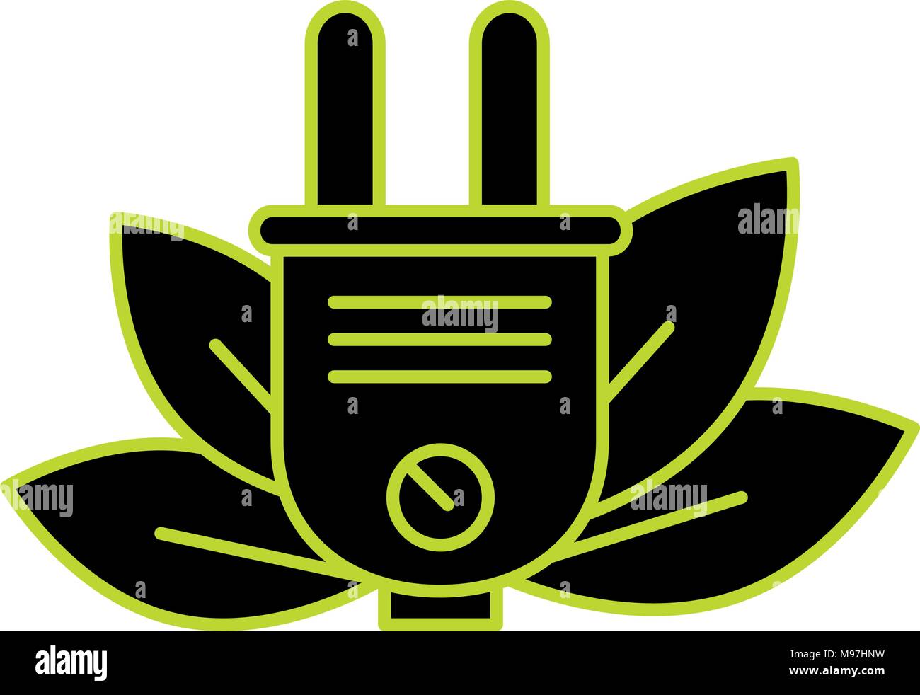 leafs plant with energy connector ecology icon Stock Vector Image & Art ...