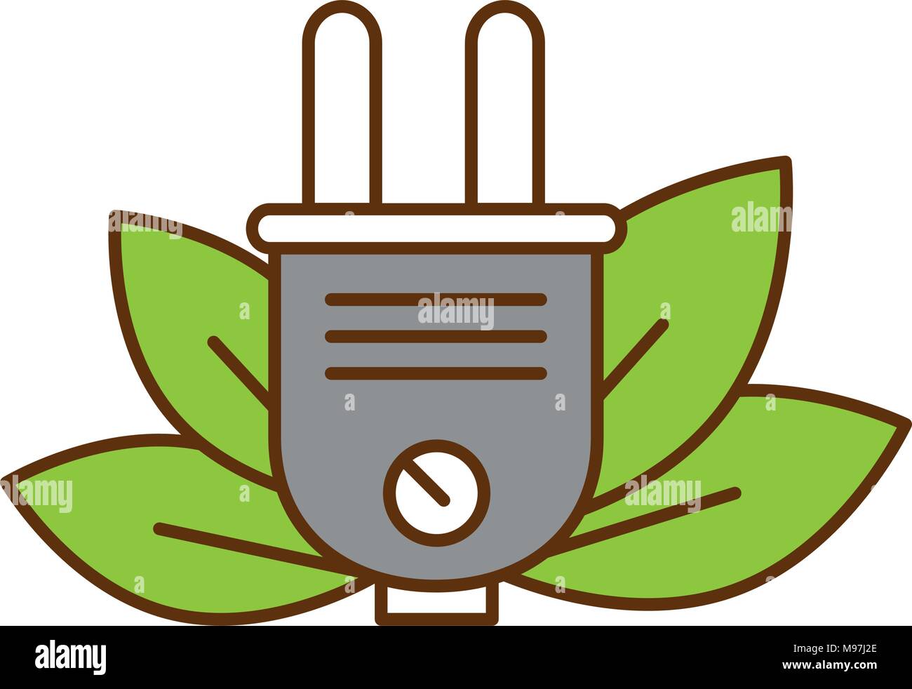 leafs plant with energy connector ecology icon Stock Vector Image & Art ...