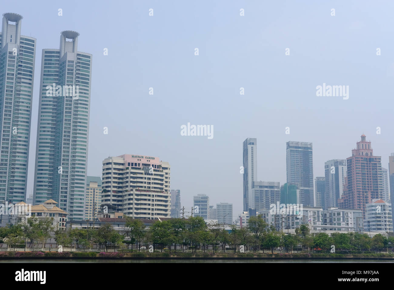 Bangkok, Thailand - March 12, 2018: cityscape of modern office building ...