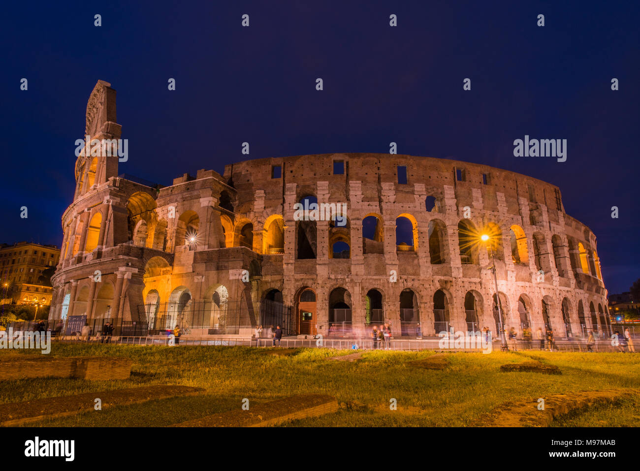 Evening shot of the Colloseum in Rome during blue hour Stock Photo