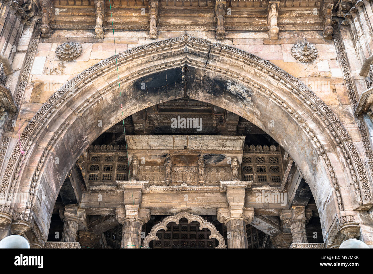 Jama Mosque, the most splendid mosque of Ahmedabad - Gujarat State of India Stock Photo
