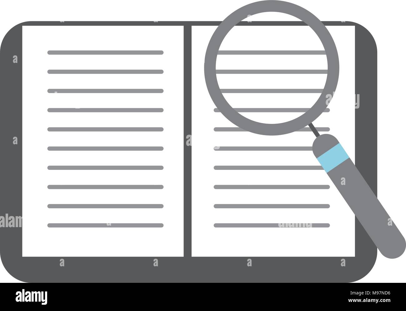 text book with magnifying glass Stock Vector Image & Art - Alamy