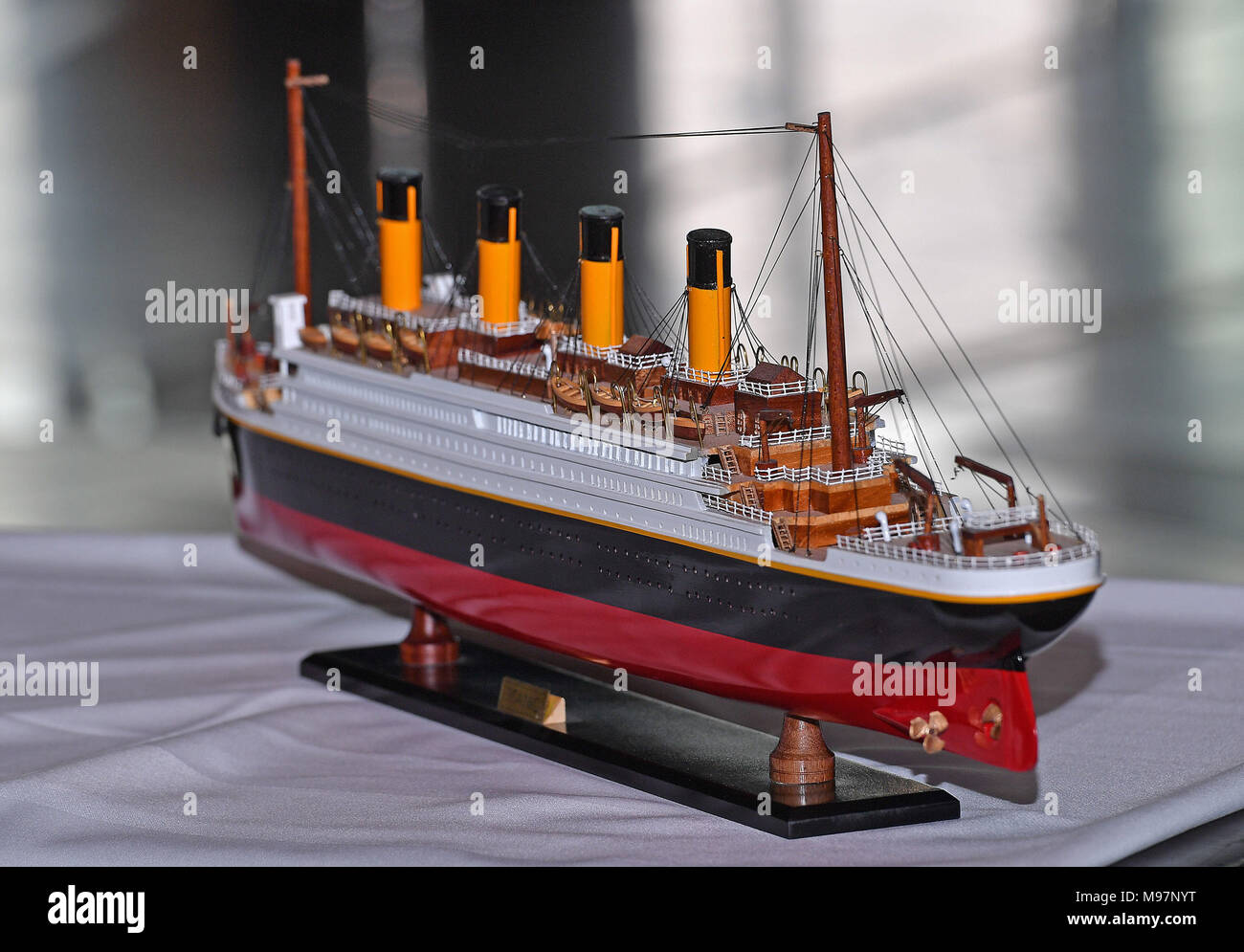 A model of the Titanic presented to Prince Harry and Meghan Markle during  their visit to Titanic Belfast maritime museum in Belfast Stock Photo -  Alamy
