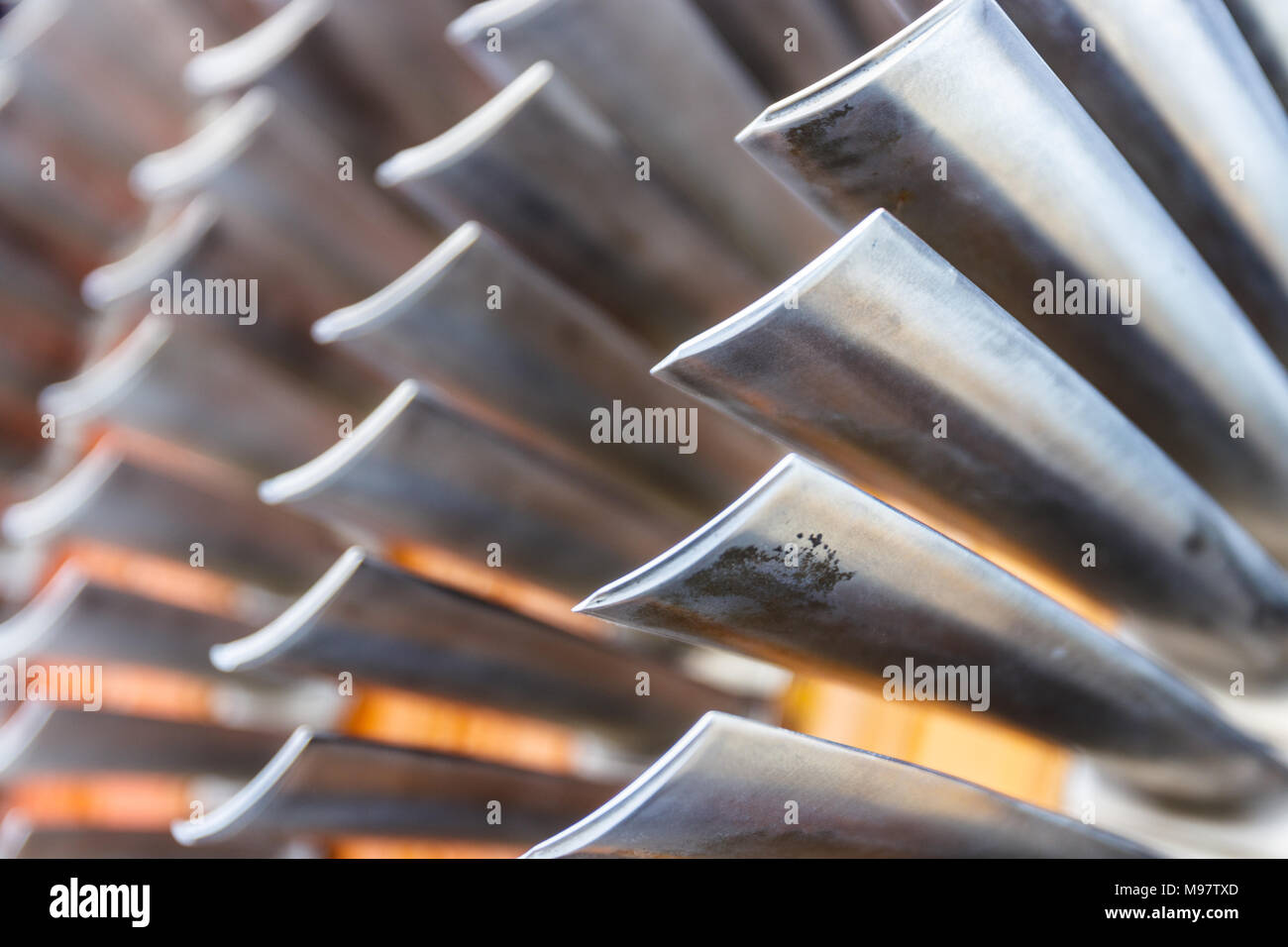 Air compressor turbine blades of an airplane turbojet jet engine