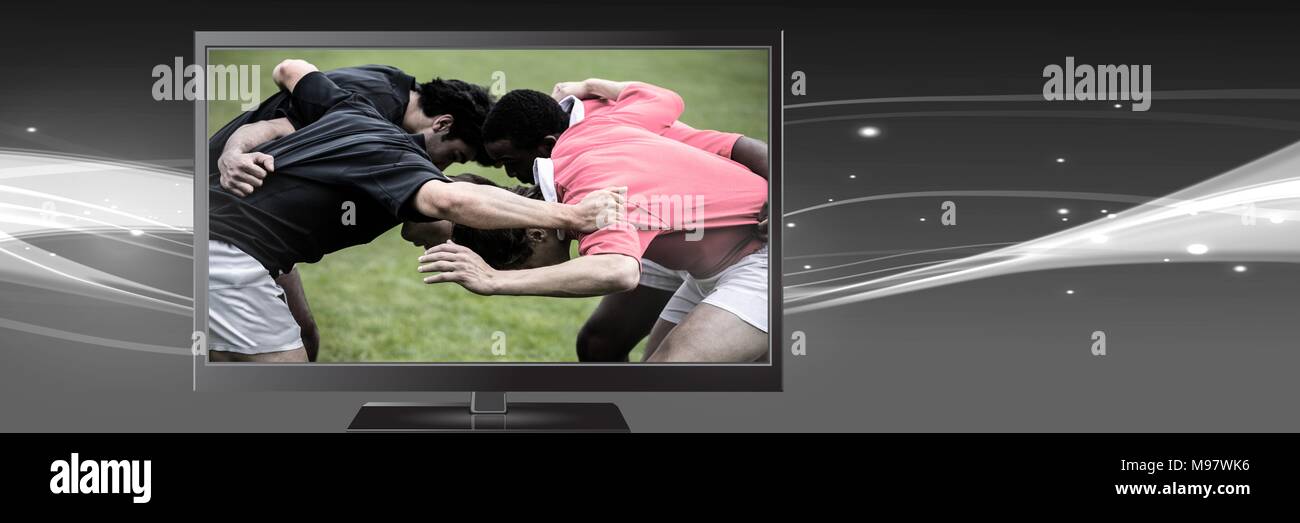 rugby players on television Stock Photo Alamy