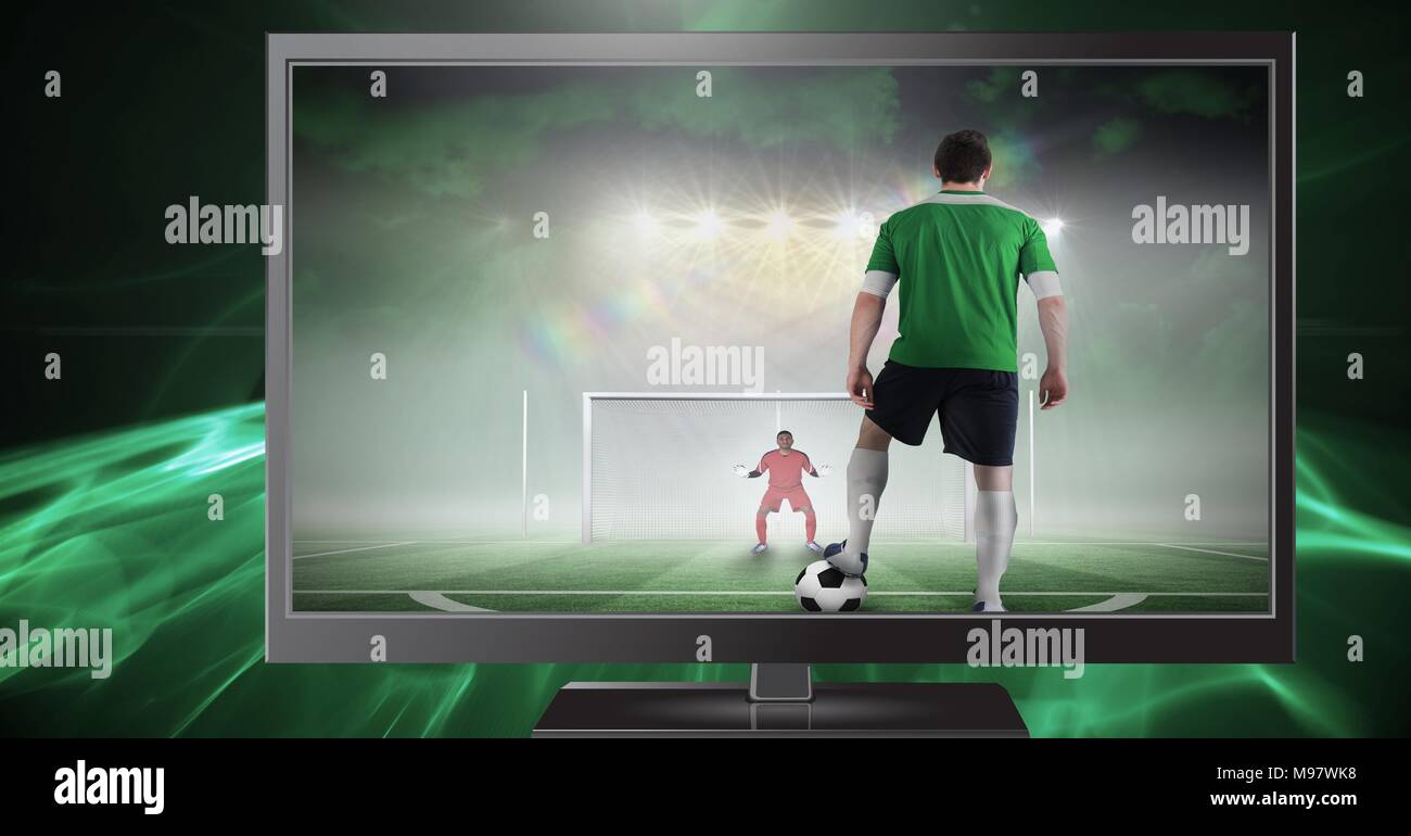 soccer player on television Stock Photo