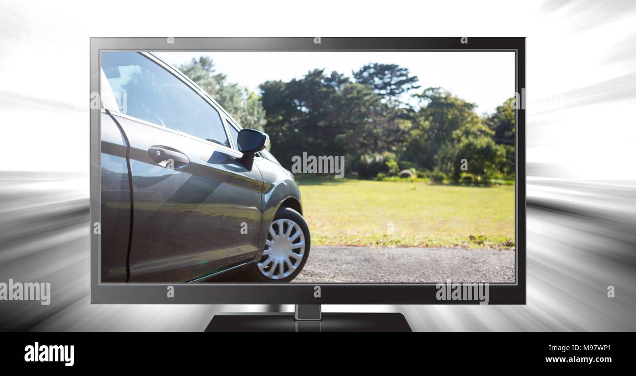 car driving on television Stock Photo Alamy
