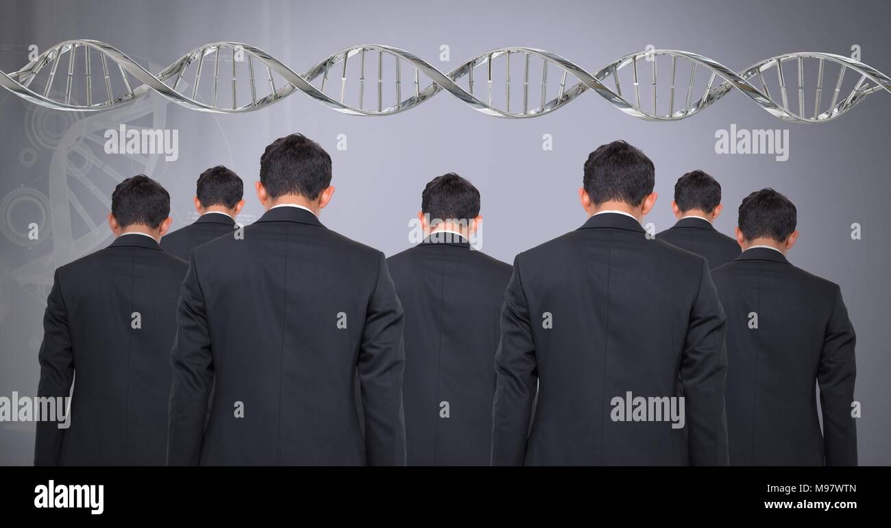 Clone men with genetic DNA Stock Photo