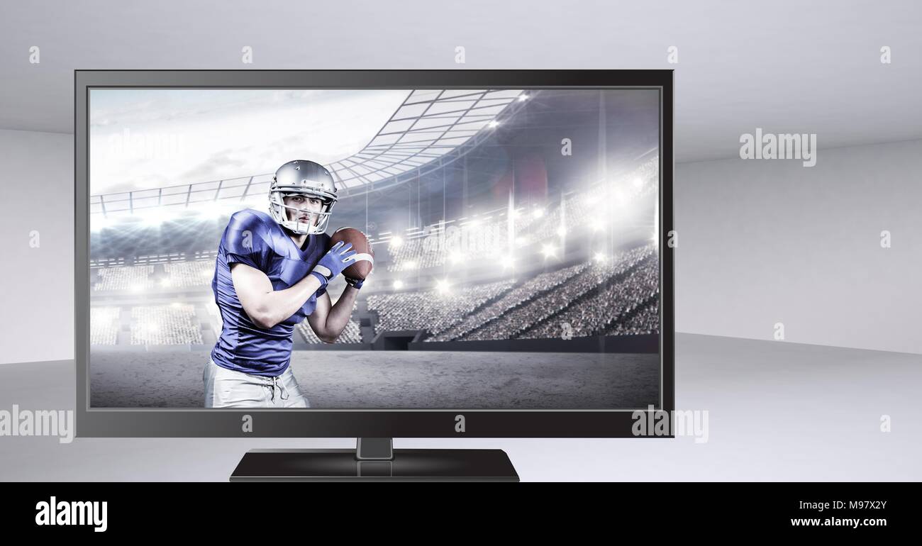 american football player on television Stock Photo Alamy