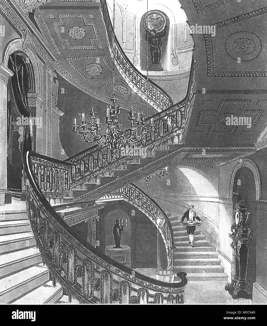 CARLTON HOUSE,London. The Grand Staircase in 1819 Stock Photo