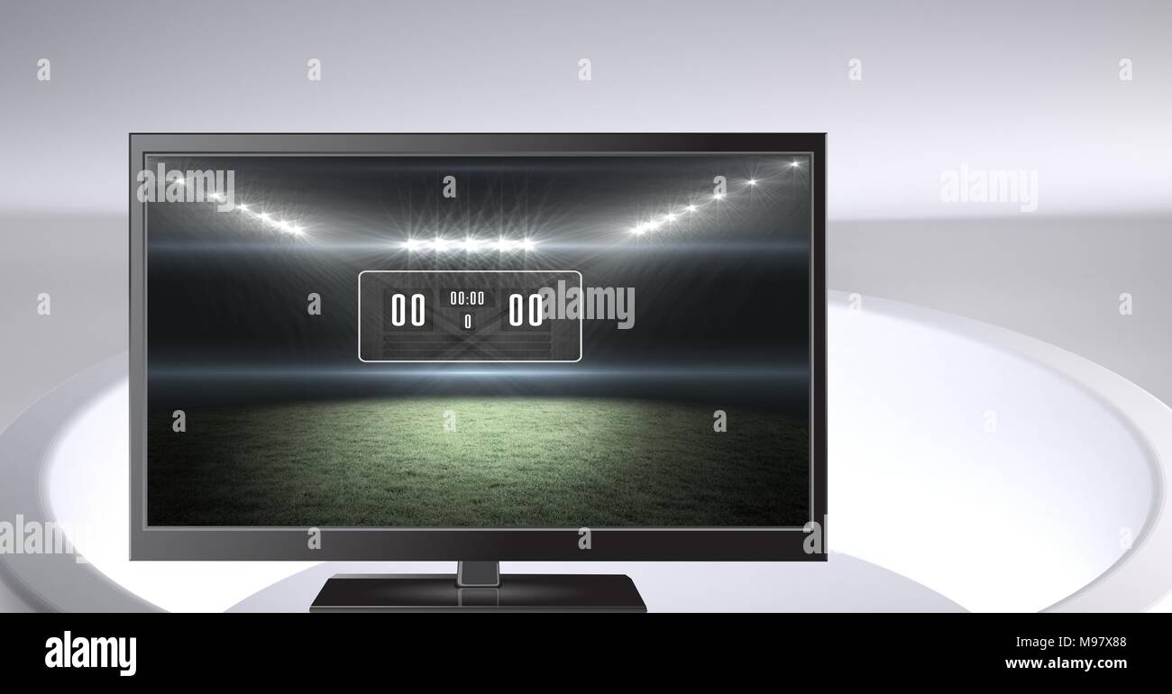 sports arena stadium score on television Stock Photo Alamy