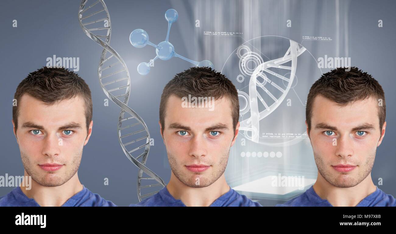 Clone men with DNA Stock Photo Alamy