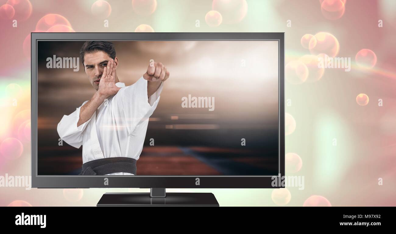 martial arts fighter player on television Stock Photo Alamy