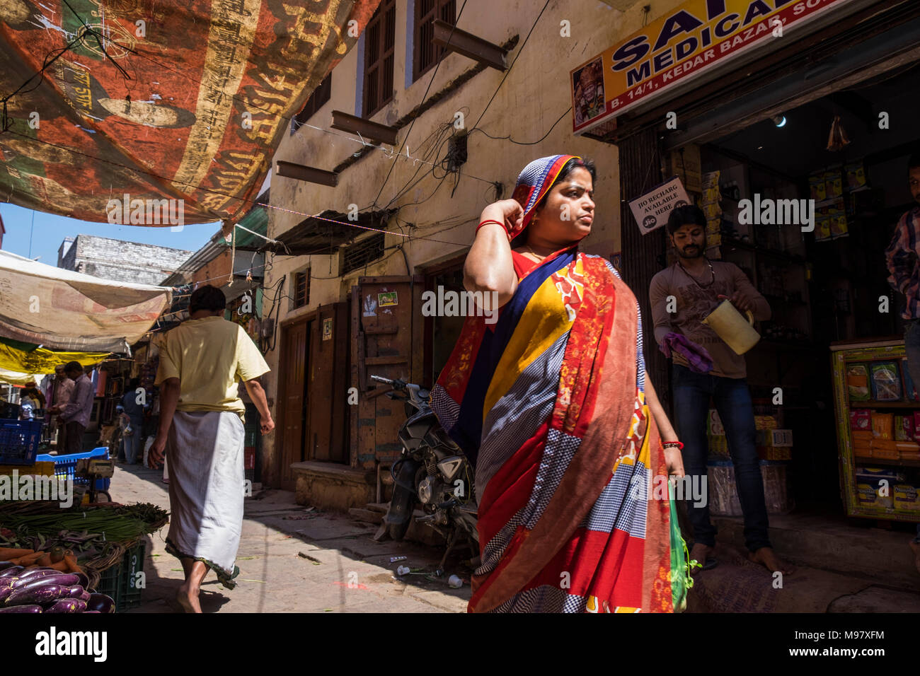 India, Varanasi, local market Stock Photo Alamy