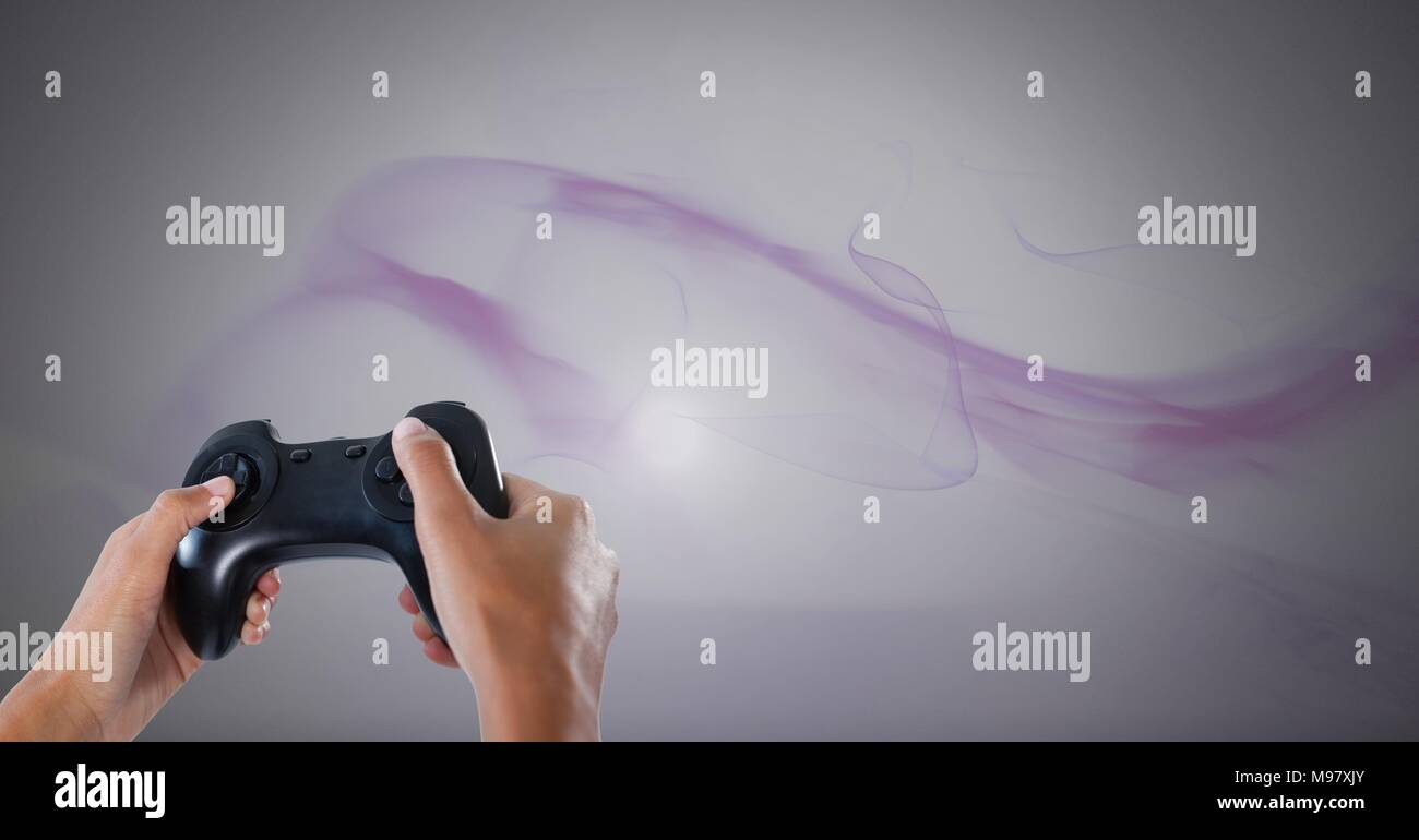 Hands holding gaming controller Stock Photo Alamy