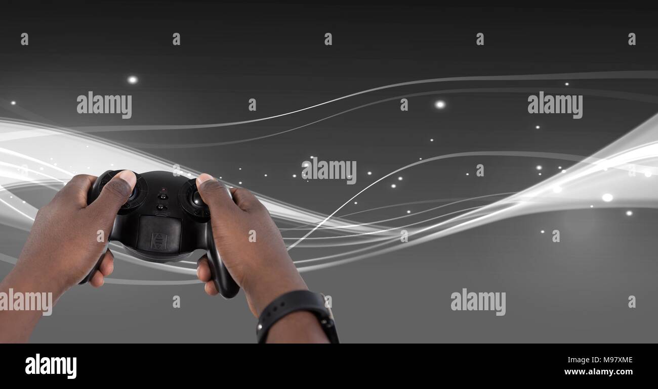 Hands holding gaming controller Stock Photo Alamy