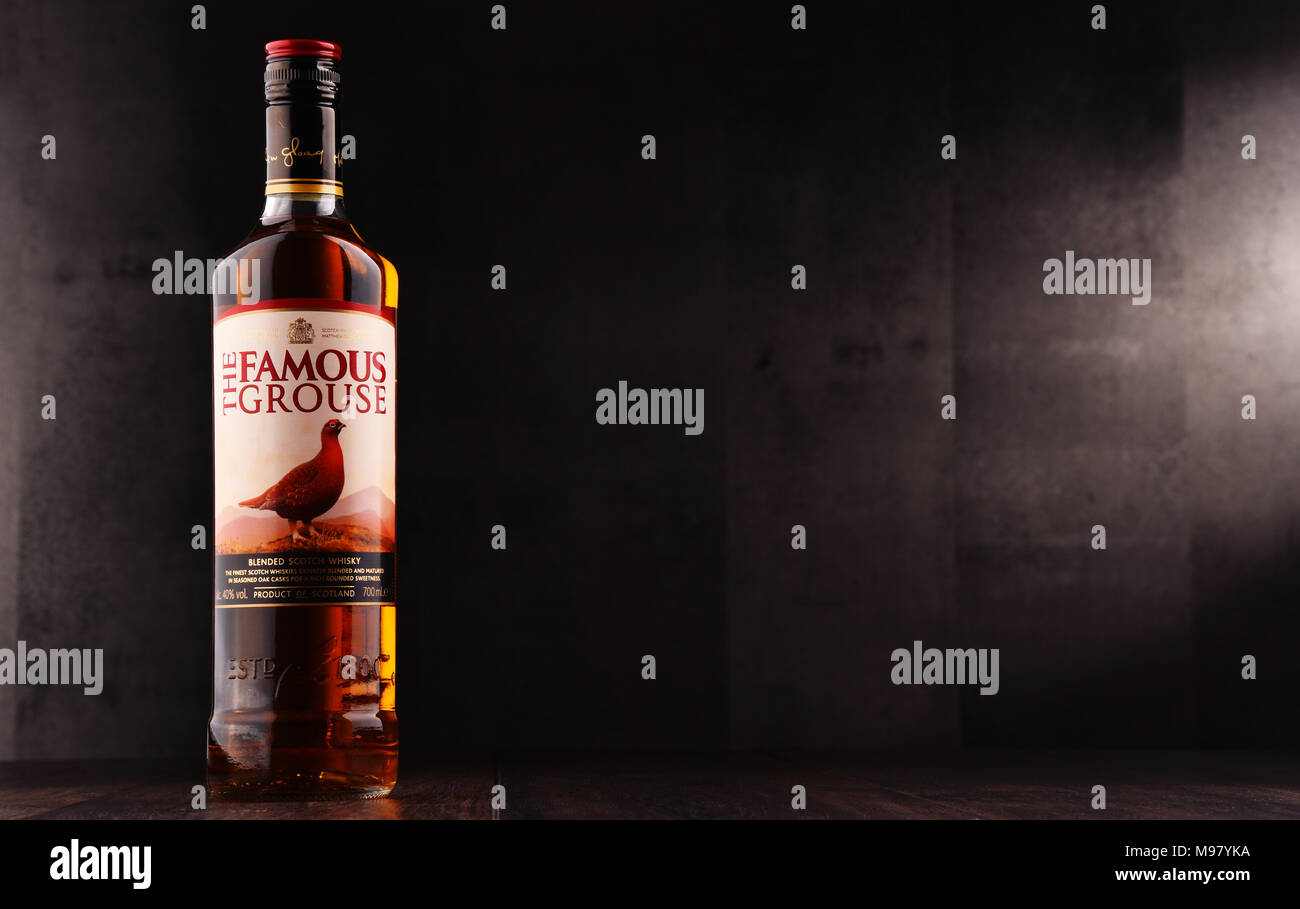 POZNAN, POLAND MAR 9, 2018 Bottle of The Famous Grouse, a brand of