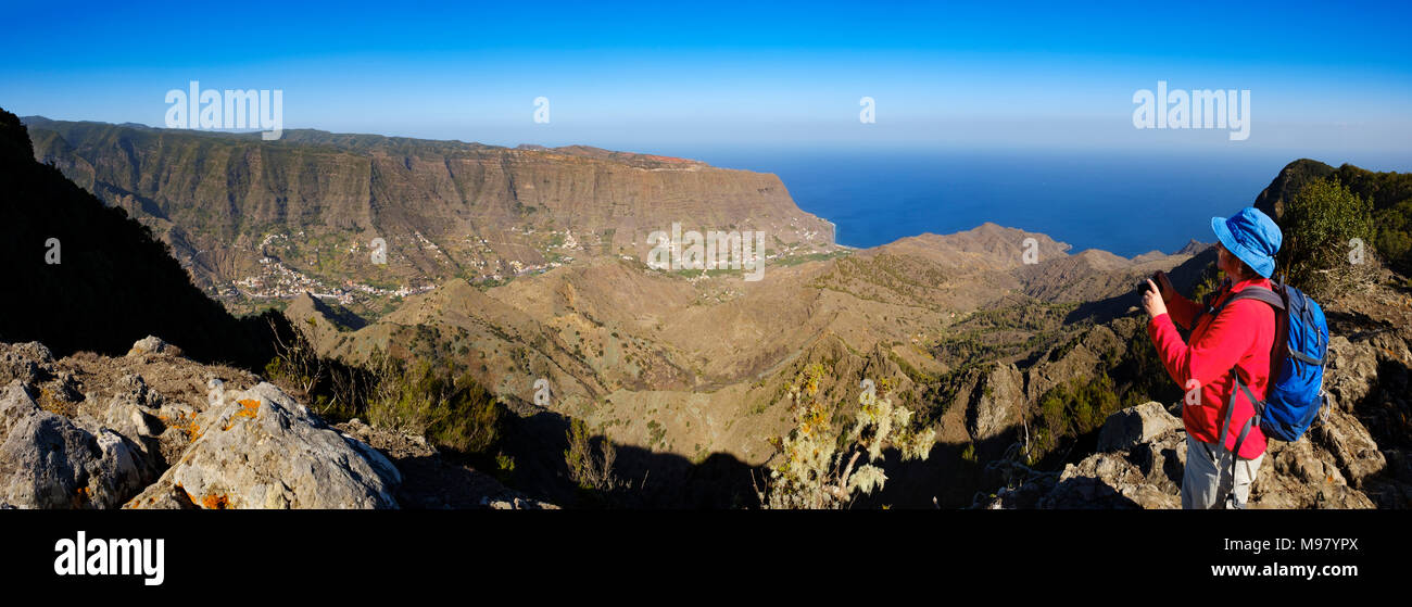 Hermigua, Aussicht vom Berg Enchereda, La Gomera, Kanarische Inseln, Spanien Stock Photo