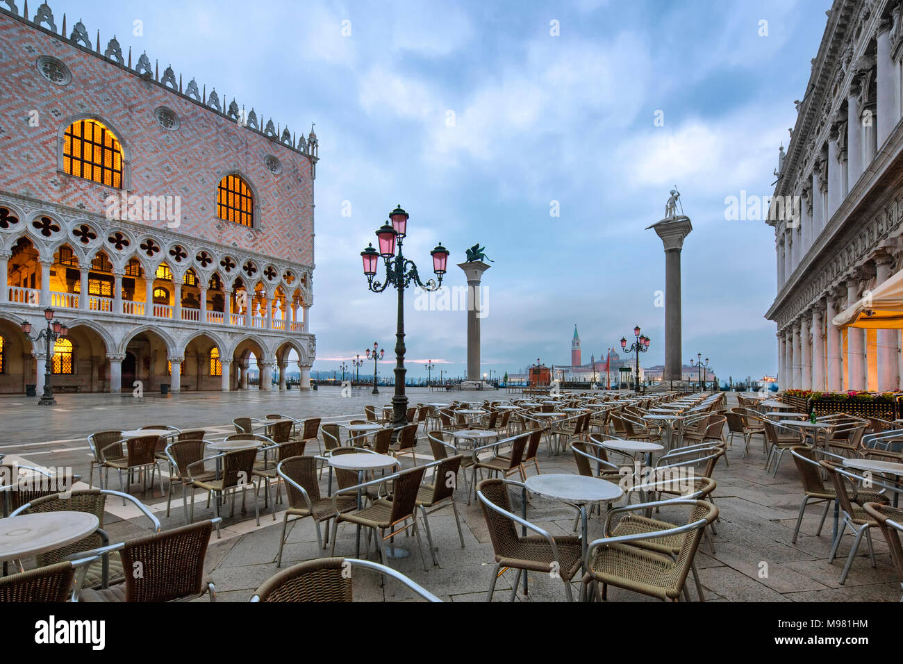 Italy, Veneto, Venice, St Mark's Square and Doge's Palace in the morning Stock Photo