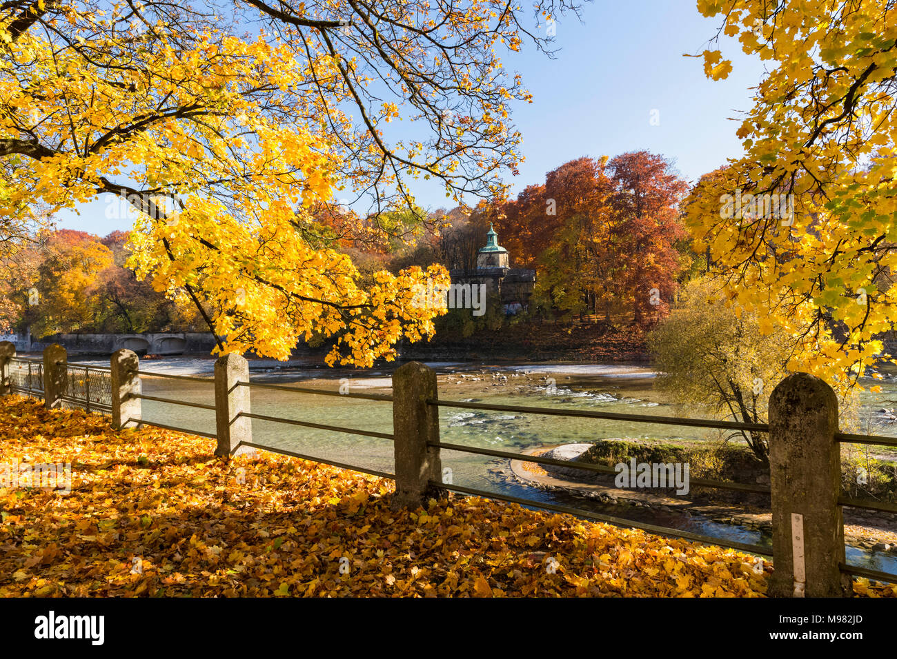 Germany, Bavaria, Munich, river Isar in autumn Stock Photo