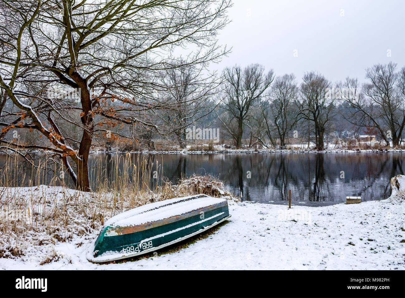 Germany, Brandenburg, Havelland, River Havel in winter Stock Photo
