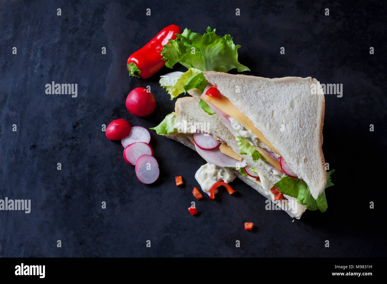 Sandwich with ham and cheese Stock Photo