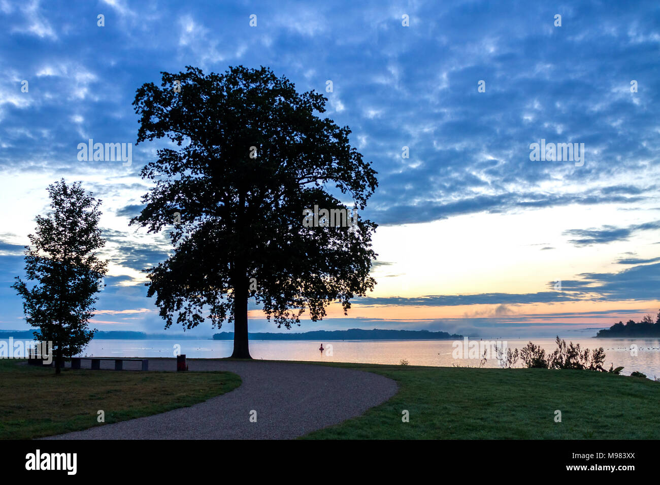 Germany, Mecklenburg-Western Pomerania, Schwerin, Lake Schwerin in the evening Stock Photo