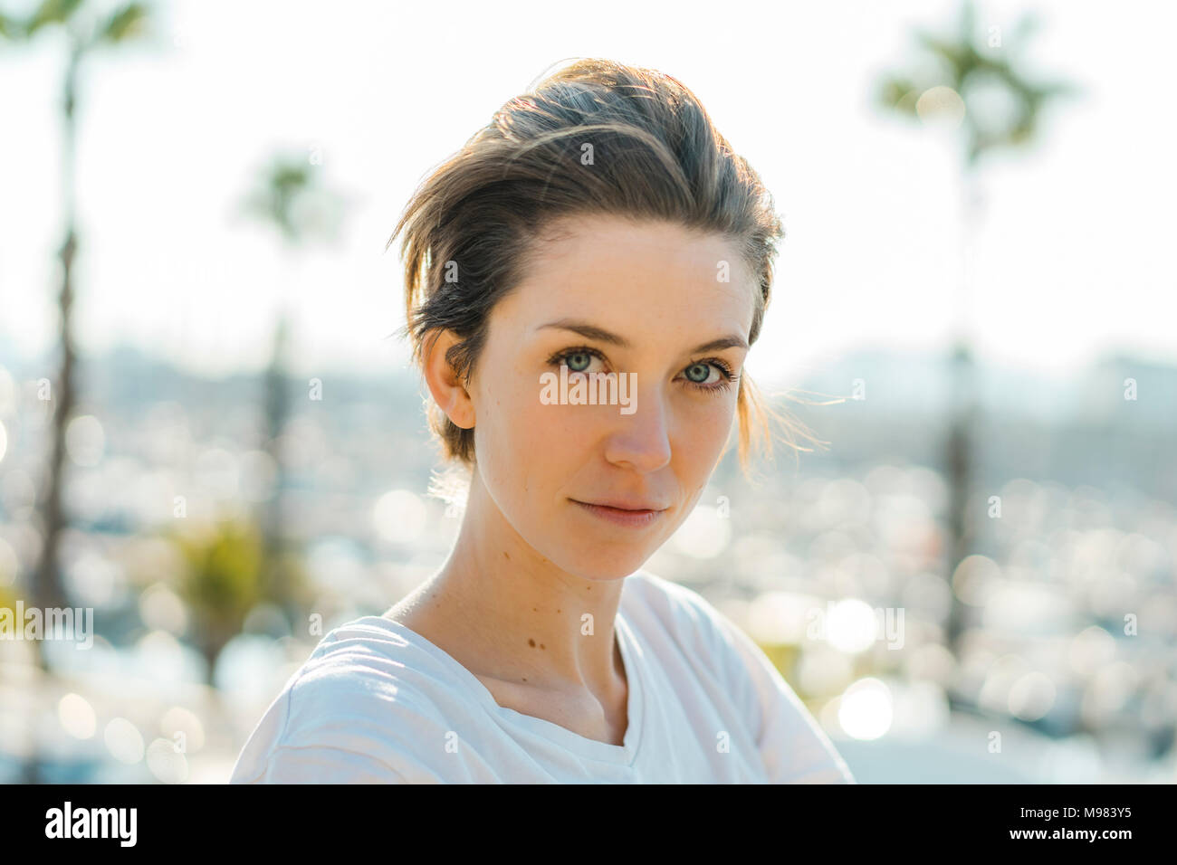 Portrait of woman with short hair Stock Photo