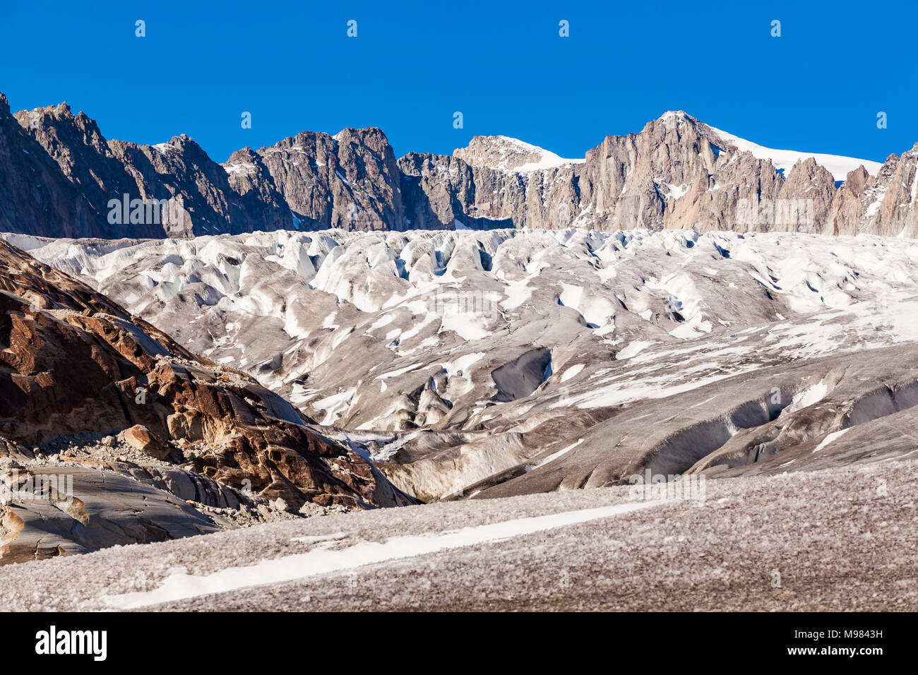 Schweiz, Kanton Wallis, Alpen, Gebirge, Rhonegletscher, Talgletscher, Gletscher, Gletscherschmelze, Klimawandel Stock Photo