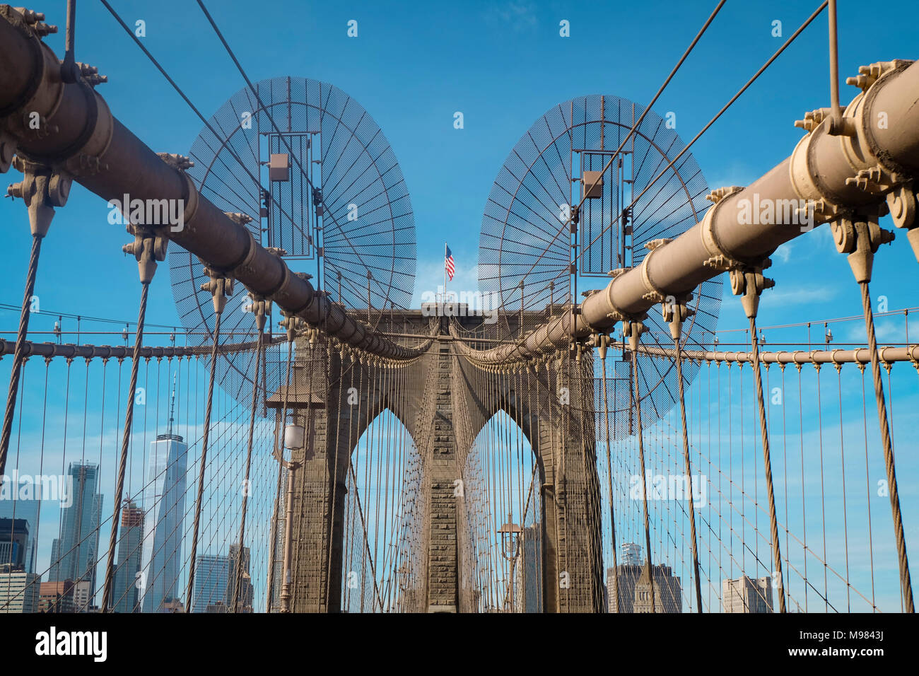 USA, New York City,  Brooklyn Bridge Stock Photo