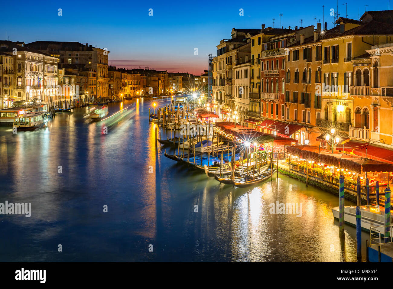 Italy, Veneto, Venice, Canal Grande in the evening Stock Photo