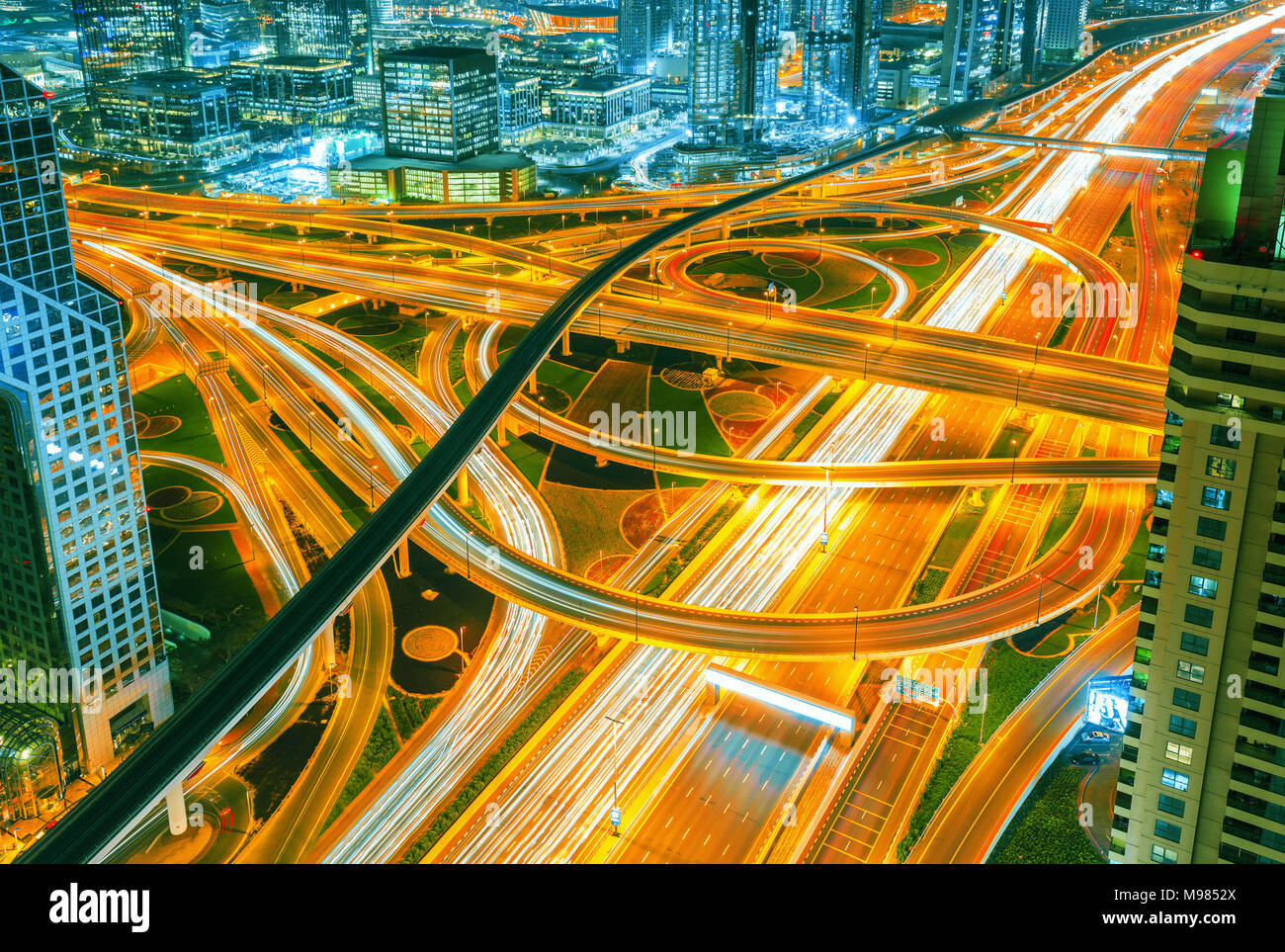 Sheikh Zayed road in modern Dubai city,Dubai,United Arab Emirates Stock Photo