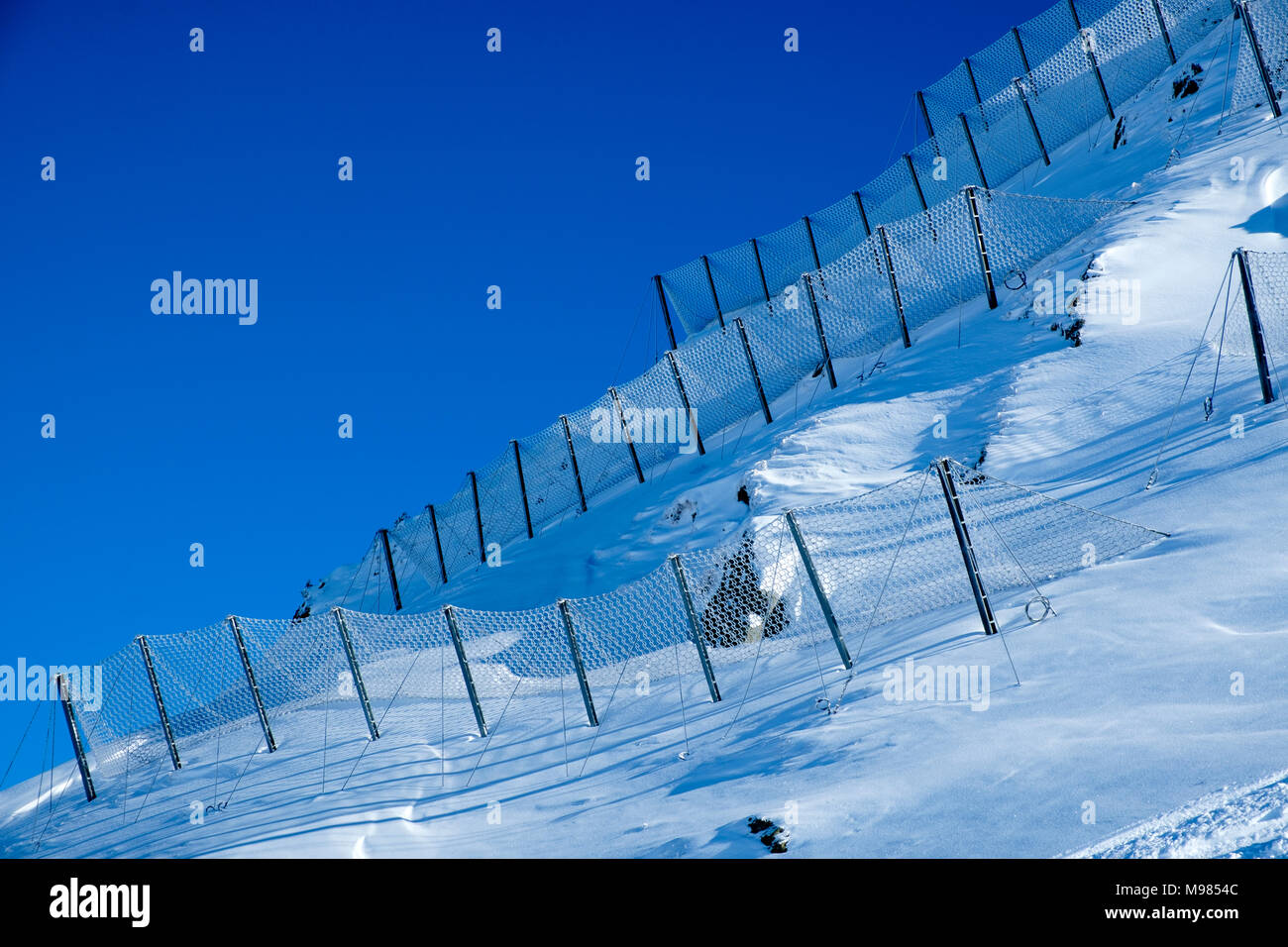 Lawinenschutz, Lawinennetze, Winter in den Bergen, Hochfügen, Zillertal, Tirol, Österreich Stock Photo